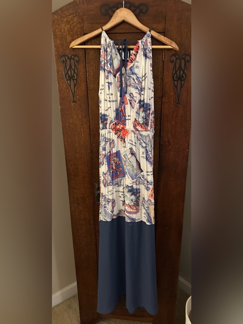 Peter Som Postcard St. Barth France Maxi Dress Size Medium EUC Travel - Picture 3 of 7